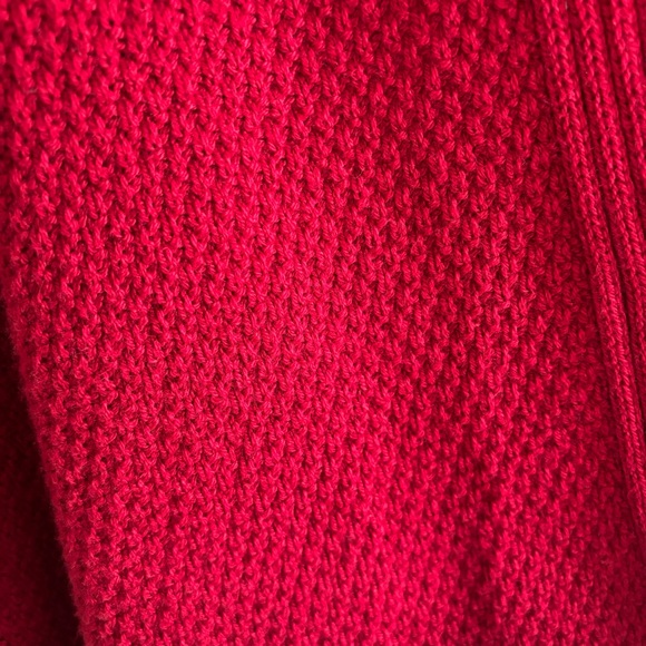Talbots Knit Wool Blend Sweater Cardigan Medium Red Open Front Long Sleeve - Picture 10 of 15